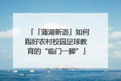 「蒲湖新语」如何踢好农村校园足球教育的“临门一脚”