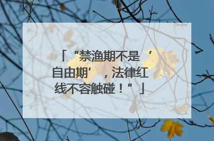 “禁渔期不是‘自由期’，法律红线不容触碰！”