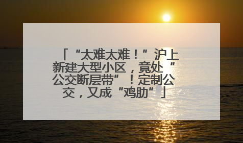 “太难太难！”沪上新建大型小区，竟处“公交断层带”！定制公交，又成“鸡肋”