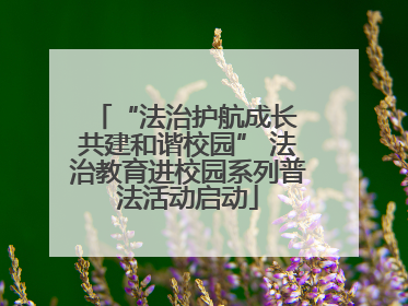 “法治护航成长 共建和谐校园” 法治教育进校园系列普法活动启动