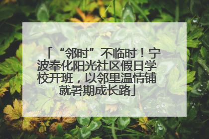 “邻时”不临时！宁波奉化阳光社区假日学校开班，以邻里温情铺就暑期成长路