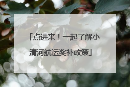 点进来！一起了解小清河航运奖补政策