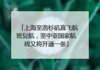 上海至洛杉矶直飞航班复航，至中亚国家航线又将开通一条
