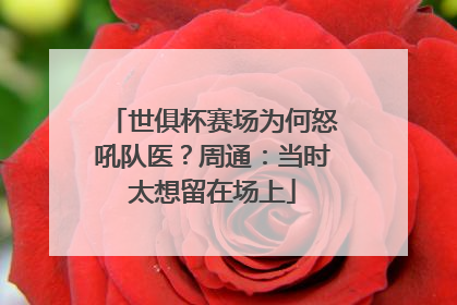 世俱杯赛场为何怒吼队医？周通：当时太想留在场上