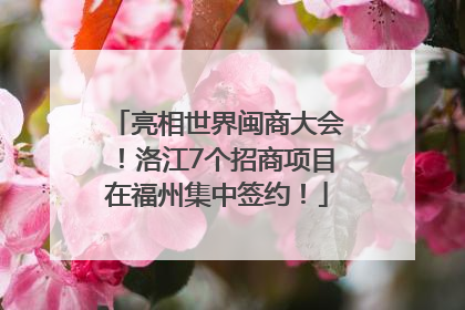 亮相世界闽商大会！洛江7个招商项目在福州集中签约！