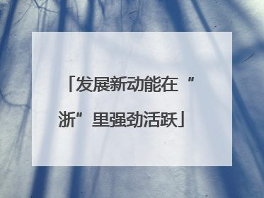 发展新动能在“浙”里强劲活跃