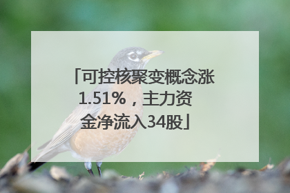 可控核聚变概念涨1.51%，主力资金净流入34股