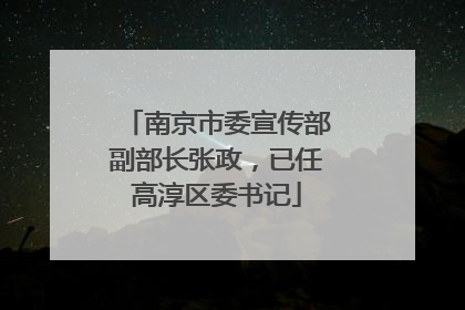 南京市委宣传部副部长张政，已任高淳区委书记