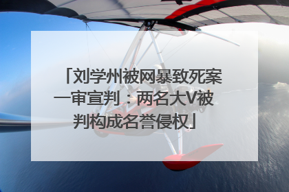 刘学州被网暴致死案一审宣判：两名大V被判构成名誉侵权