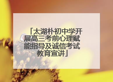 太湖朴初中学开展高三考前心理赋能指导及诚信考试教育宣讲