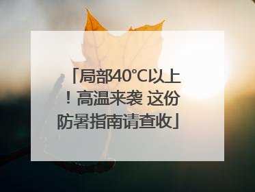 局部40℃以上！高温来袭 这份防暑指南请查收