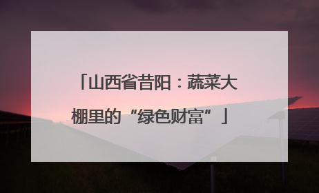 山西省昔阳：蔬菜大棚里的“绿色财富”