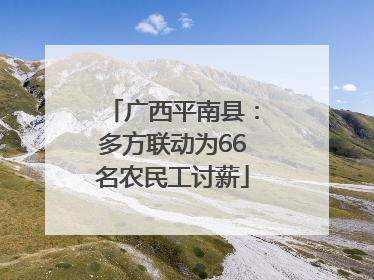 广西平南县：多方联动为66名农民工讨薪