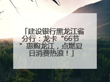 建设银行黑龙江省分行：龙卡“66节”惠购龙江，点燃夏日消费热浪！