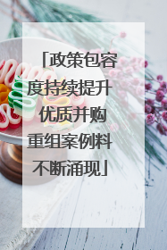政策包容度持续提升 优质并购重组案例料不断涌现