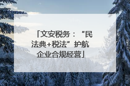 文安税务：“民法典+税法”护航企业合规经营