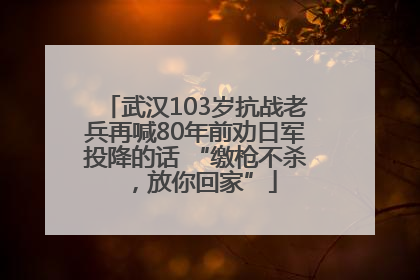 武汉103岁抗战老兵再喊80年前劝日军投降的话 “缴枪不杀，放你回家”