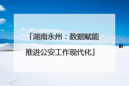 湖南永州：数据赋能推进公安工作现代化