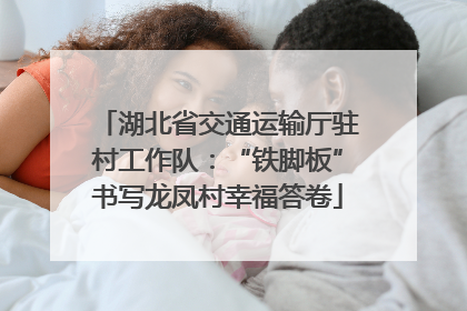 湖北省交通运输厅驻村工作队：“铁脚板”书写龙凤村幸福答卷