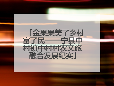 金果果美了乡村富了民——宁县中村镇中村村农文旅融合发展纪实