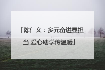 陈仁文：多元奋进显担当 爱心助学传温暖