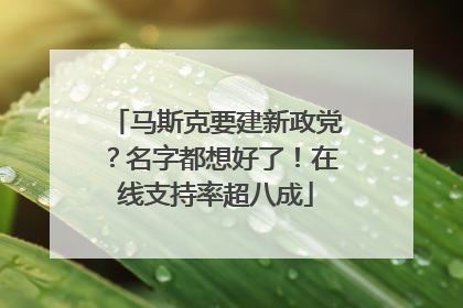马斯克要建新政党？名字都想好了！在线支持率超八成