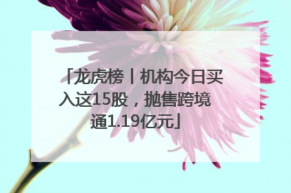 龙虎榜丨机构今日买入这15股，抛售跨境通1.19亿元