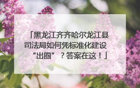 黑龙江齐齐哈尔龙江县司法局如何凭标准化建设“出圈”？答案在这！